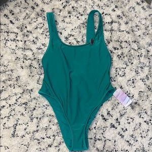 Teal green one piece swimsuit